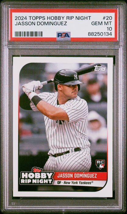 Graded 2024 Topps Hobby Rip Night Jasson Dominguez #20 Rookie RC Baseball Card PSA 10 Gem Mint