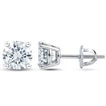 Moissanite Stud Solitaire Earrings in 925 Sterling Silver