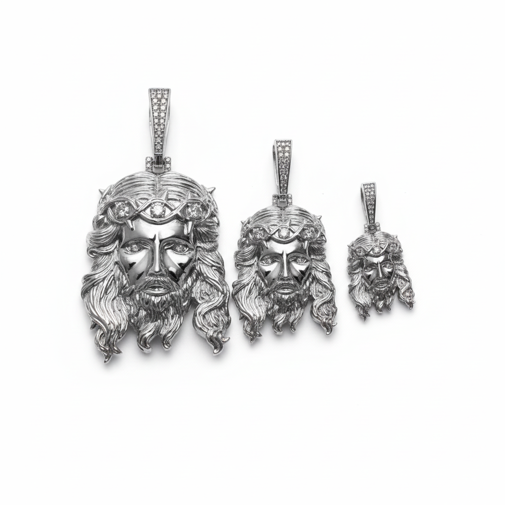 Moissanite Jesus Piece Head Pendant Moissanite Solid 925 Sterling Silver