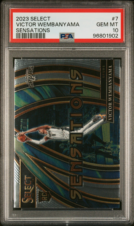 Graded 2023 Panini Select Victor Wembanyama #7 Sensations Rookie RC Basketball Card PSA 10 Gem Mint
