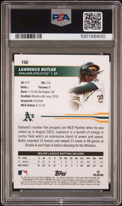Graded 2024 Topps Pristine Lawrence Butler #150 Rookie RC Baseball Card PSA 10 Gem Mint