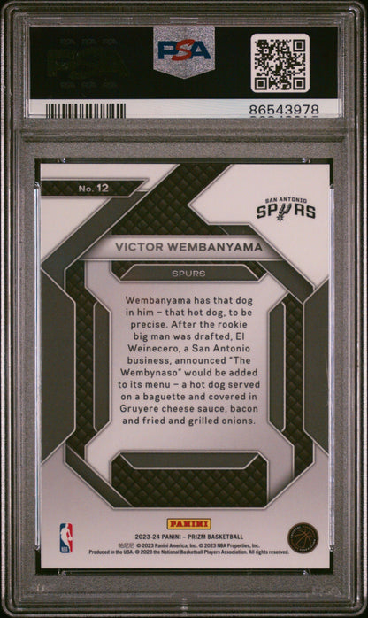 Graded 2023 Panini Prizm Victor Wembanyama #12 Emergent Rookie RC Basketball Card PSA 10 Gem Mint