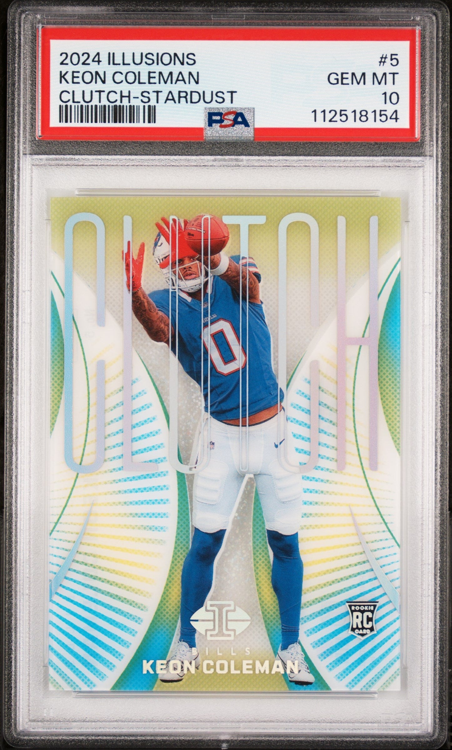 Graded 2024 Panini Illusions Keon Coleman #5 Clutch Stardust Rookie RC Football Card PSA 10 Gem Mint