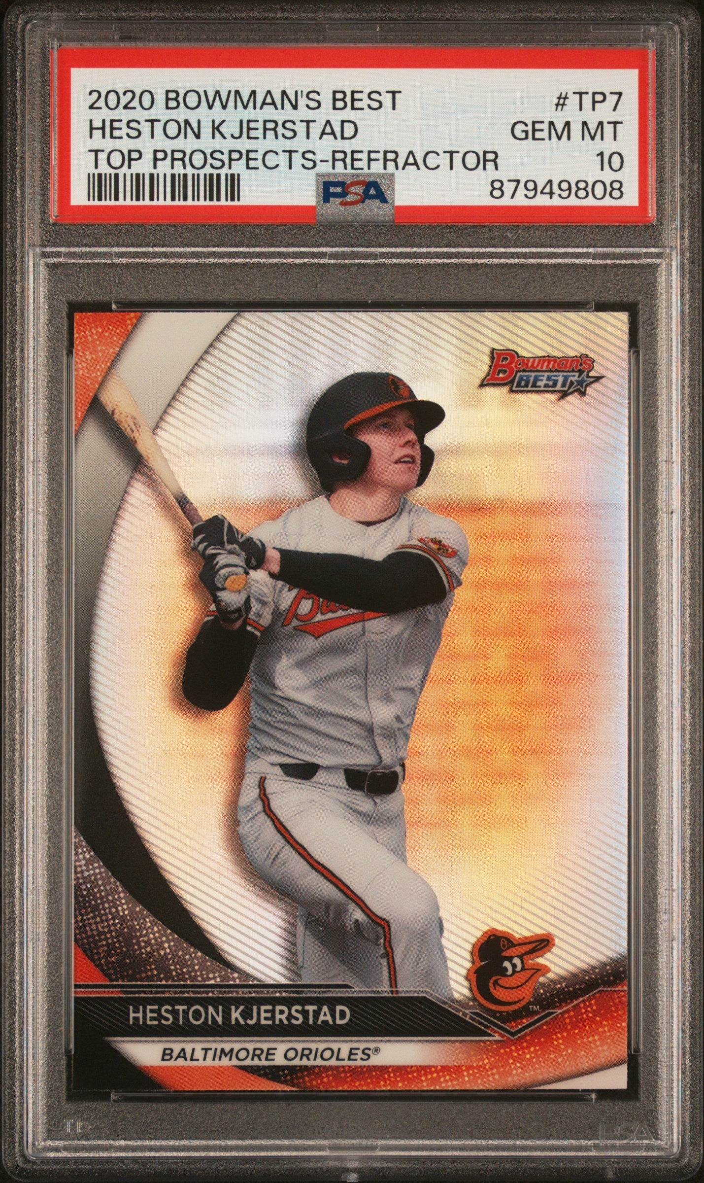 Graded 2020 Topps Bowmans Best Heston Kjerstad #TP7 Top Prospects Refractor Rookie RC Baseball Card PSA 10 Gem Mint