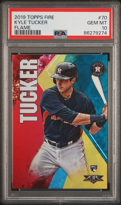 Graded 2019 Topps Fire Kyle Tucker #70 Flame Rookie RC Baseball Card PSA 10 Gem Mint