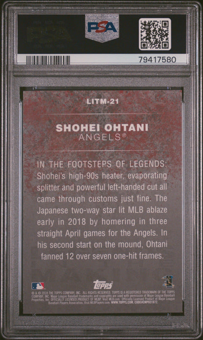 Graded 2018 Topps Update Shohei Ohtani #LITM21 Legends In The Making Rookie RC Baseball Card PSA 10 Gem Mint