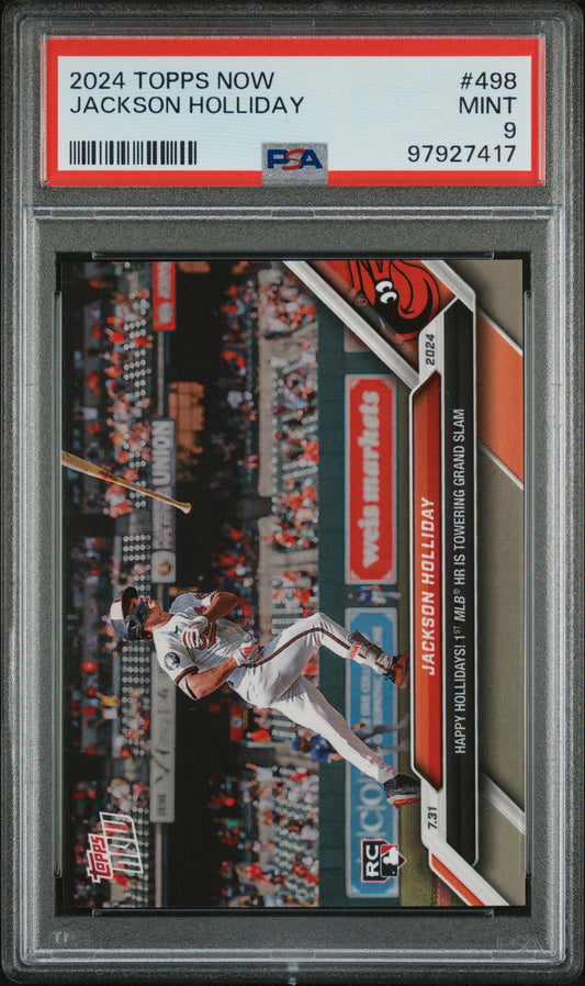 Graded 2024 Topps Now Jackson Holliday #498 1st MLB Home Run Rookie RC Baseball Card PSA 9 Mint