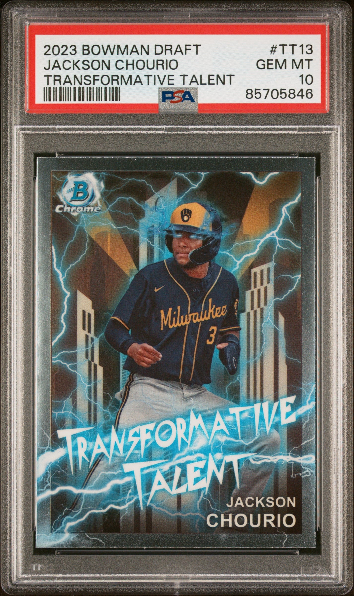 Graded 2023 Topps Bowman Draft Jackson Chourio #TT13 Transformative Talent Rookie RC Baseball Card PSA 10 Gem Mint