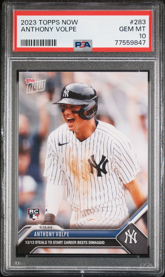 Graded 2023 Topps Now Anthony Volpe #283 Rookie RC Baseball Card PSA 10 Gem Mint