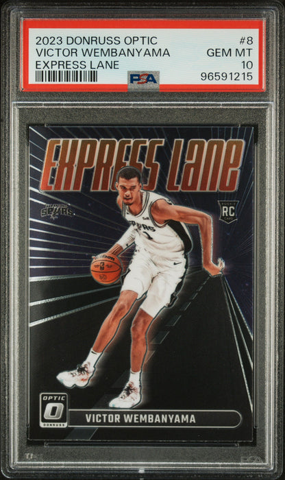 Graded 2023 Panini Donruss Optic Victor Wembanyama #8 Express Lane Rookie RC Basketball Card PSA 10 Gem Mint