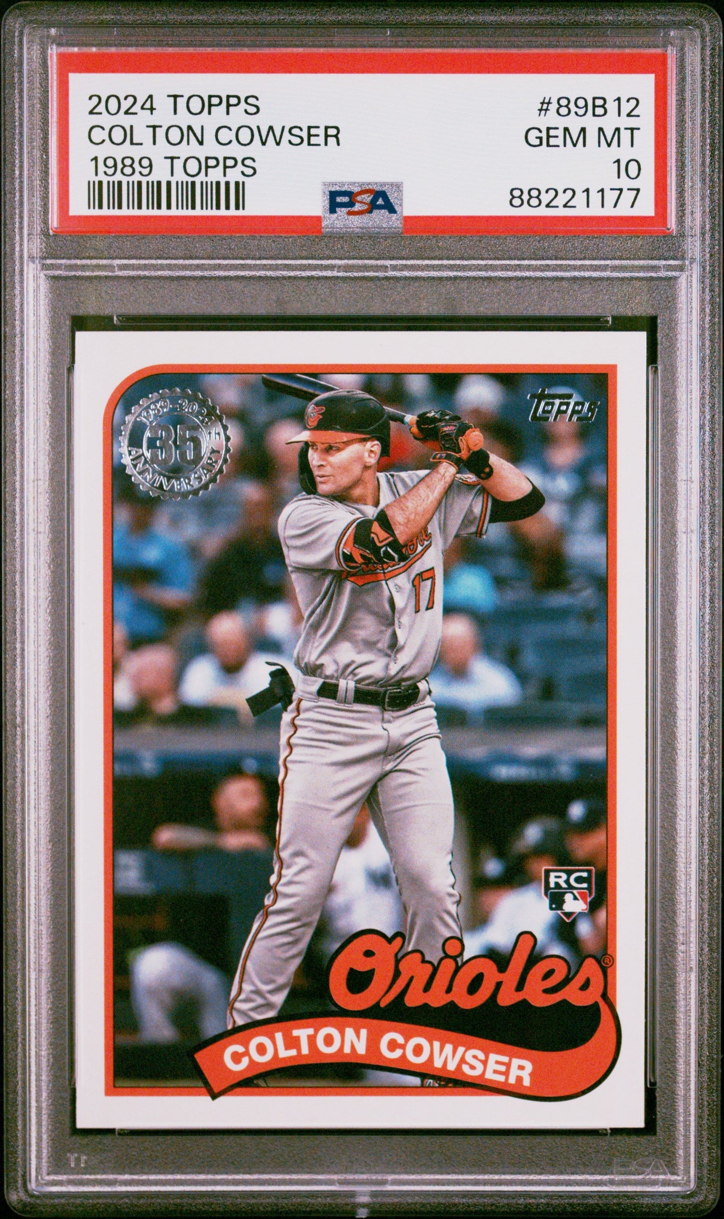 Graded 2024 Topps Colton Cowser #89B12 1989 Topps Rookie RC Baseball Card PSA 10 Gem Mint