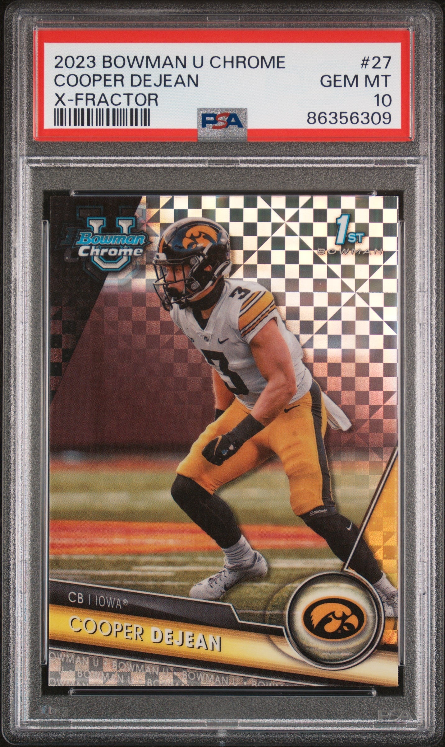 Graded 2023 Topps Bowman U Chrome Cooper DeJean #27 Xfractor Rookie RC Football Card PSA 10 Gem Mint