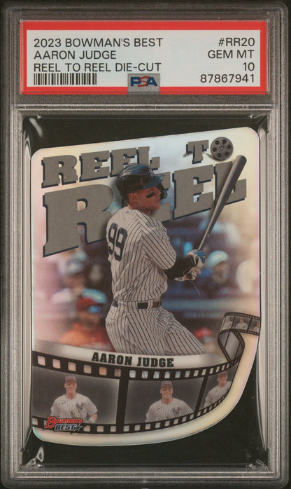 Graded 2023 Topps Bowmans Best Aaron Judge #RR20 Reel to Reel Die Cut Baseball Card PSA 10 Gem Mint