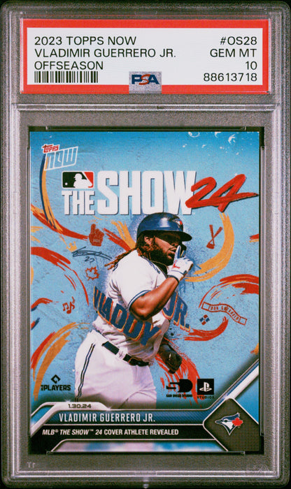 Graded 2023 Topps Now Vladimir Guerrero Jr. #OS28 MLB The Show 24 Baseball Card PSA 10 Gem Mint