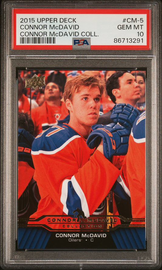 Graded 2015 Upper Deck Connor McDavid #CM-5 Connor McDavid Collection Rookie RC Hockey Card PSA 10 Gem Mint