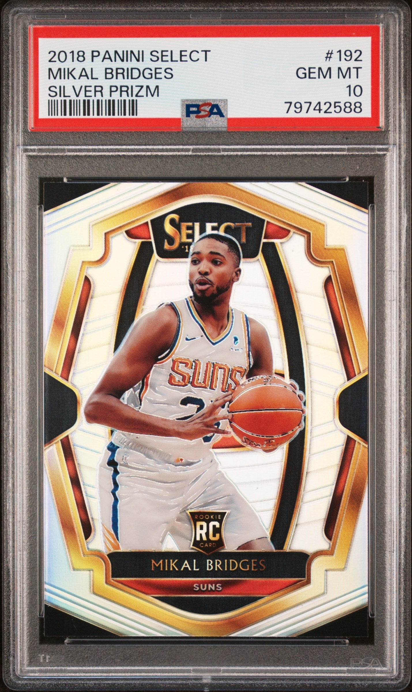 Graded 2018 Panini Select Mikal Bridges #192 Silver Prizm Rookie RC Basketball Card PSA 10 Gem Mint