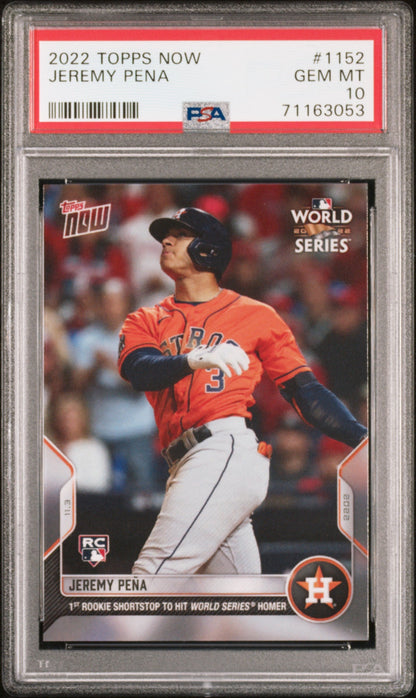 Graded 2022 Topps Now Jeremy Pena #1152 Rookie RC Baseball Card PSA 10 Gem Mint