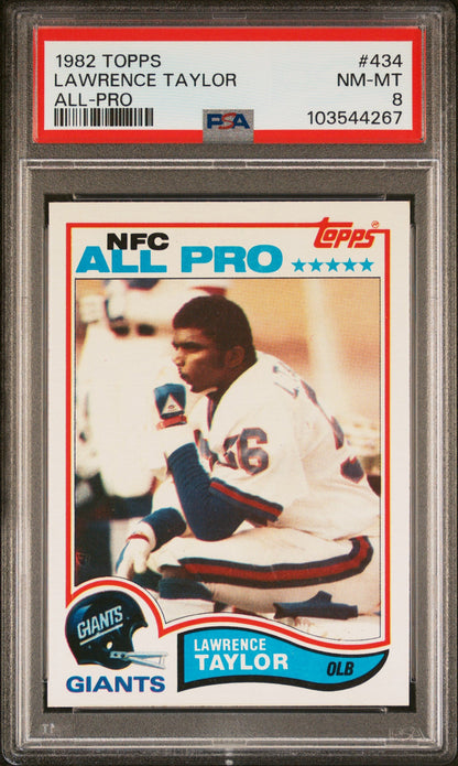 Graded 1982 Topps Lawrence Taylor #434 Rookie RC Football Card PSA 8 Near Mint-Mint