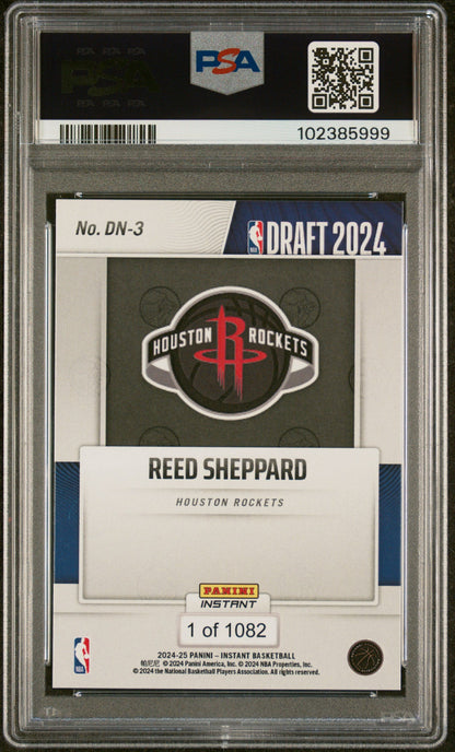 Graded 2024 Panini Instant NBA Reed Sheppard #DN3 Draft Night Rookie RC Basketball Card PSA 8 Near Mint