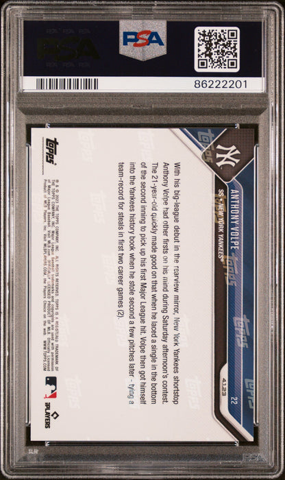 Graded 2023 Topps Now Anthony Volpe #22 Rookie RC Baseball Card PSA 10 Gem Mint