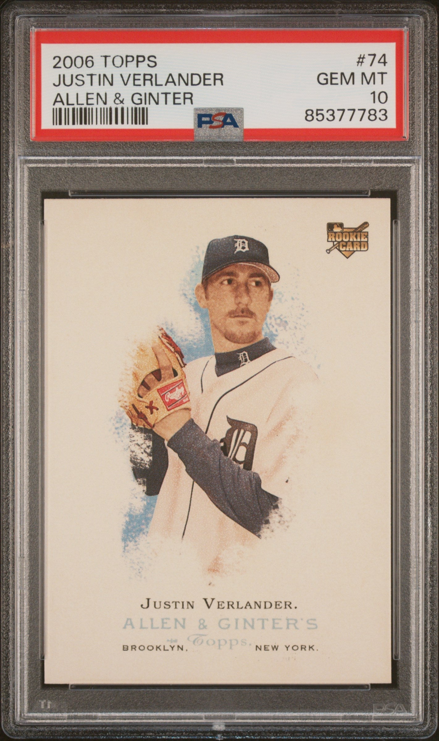 Graded 2006 Topps Allen & Ginter Justin Verlander #74 Rookie RC Baseball Card PSA 10 Gem Mint