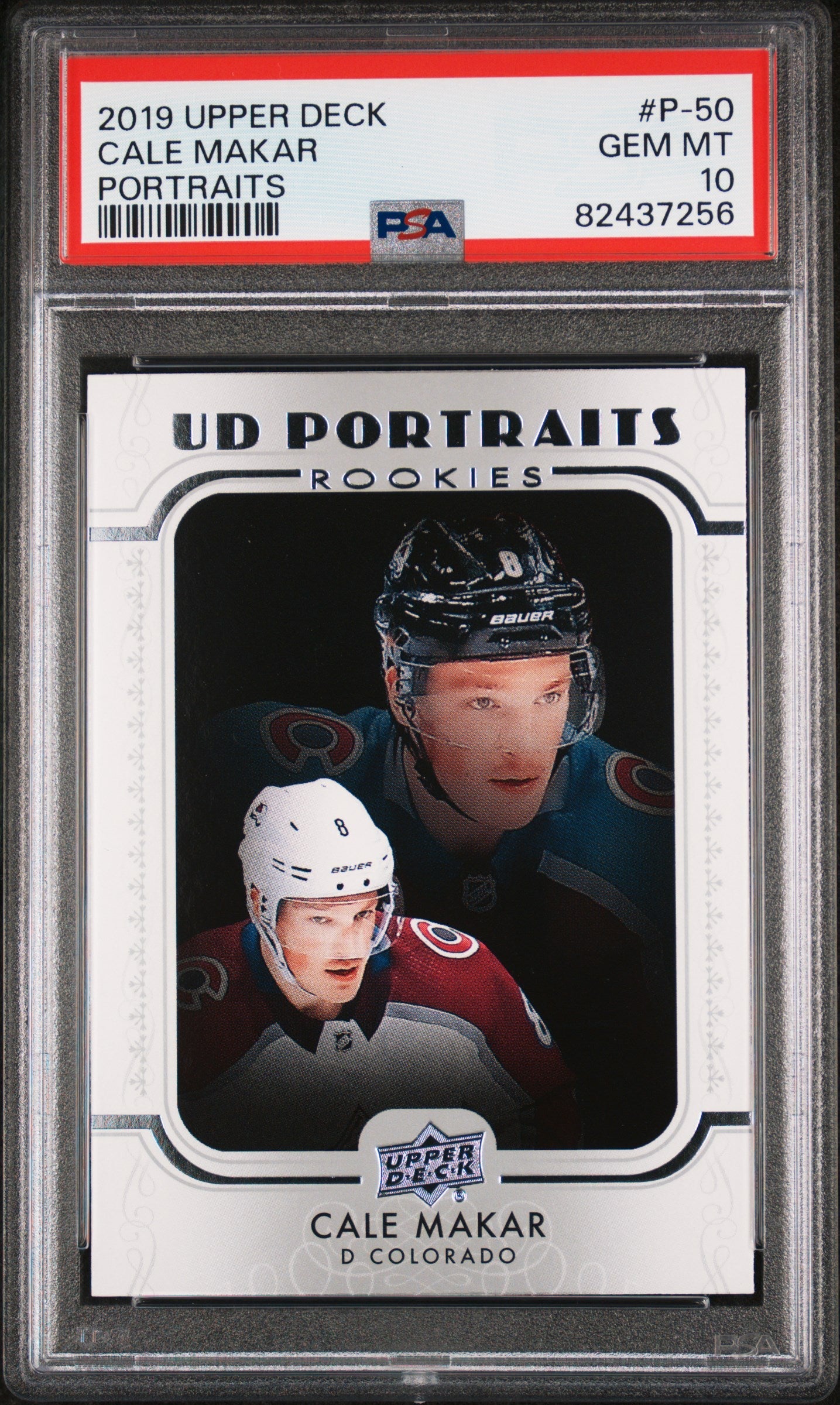 Graded 2019 Upper Deck Cale Makar #P50 Portraits Rookie RC Hockey Card PSA 10 Gem Mint