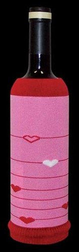 SOS Valentine's Day Heart Stripes "Vino Calzino" Wine Sock