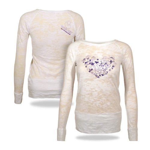 Tough Chik Tri Heart Burnout Long-Sleeved T-Shirt (X-Large, White/Bisque)