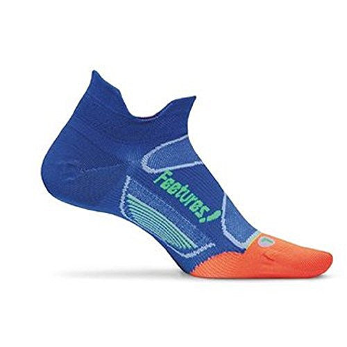 Feetures! Elite Ultra Light No Show Tab Socks, Olympian Blue/Orange