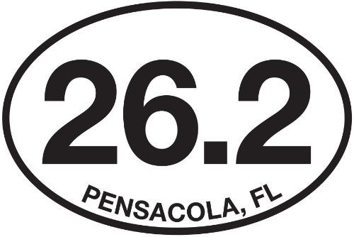 Pensacola Florida Marathon Sticker (26.2 Oval) Set of 4