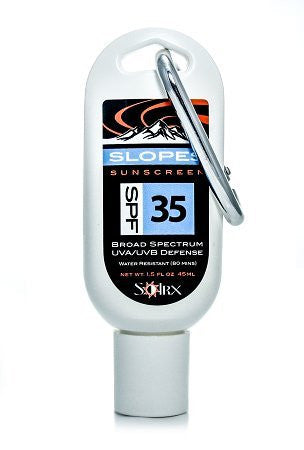 SolRx Slopes Waterblock sunscreen SPF 35 Tottle with Carabiner