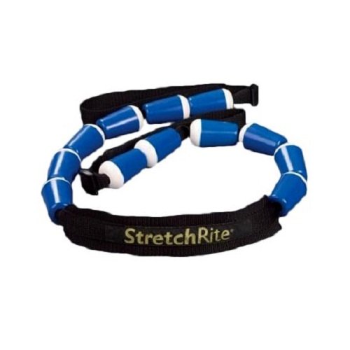 StretchRite Physical Therapy Full Body Stretching Strap with Patented Easy Grip Handles for Sore and Tight Muscles - Includes Coaching Guide (Blue/White)