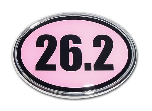 Elektroplate 26.2 PINK Oval Chrome Auto Emblem (Marathon distance)