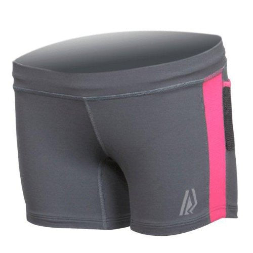 RaceReady Womens Compression Long Distance Boy Shorts, Gray/Pink (X-Small)