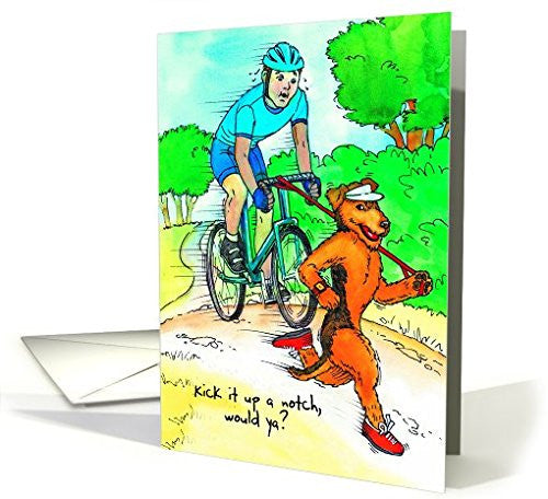 Far Gone Greetings Airedale Terrier : Running With Cyclist Card