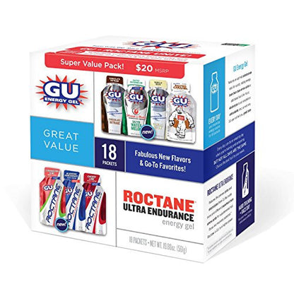 GU Energy Labs Energy Gel Plus Roctane Ultra Endurance Gel, Mixed, 18 Count