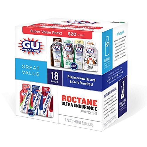 GU Energy Labs Energy Gel Plus Roctane Ultra Endurance Gel, Mixed, 18 Count