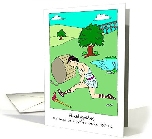 Far Gone Greetings Pheidippides : First Marathoner Congrats card