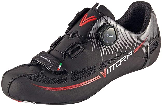 Vittoria Fusion 2 Road Cycling Shoes, Black/Red - EU 38.5 (US Men's 6.5, Women's 8)