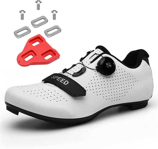 Scurtain Unisex Road Bike Cycling Shoes, White, EU 38