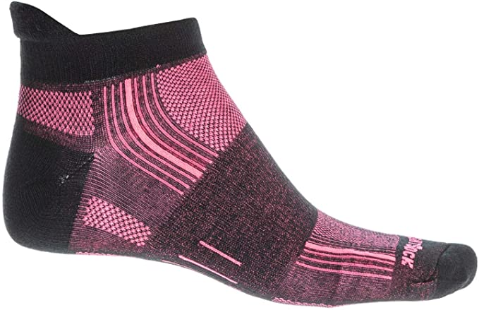 WrightSock Men's Stride Tab Single Pack (Black/Pink, Small)