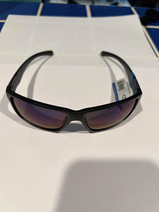 M Shades BARBADOS Sunglasses Matte Black Frame with Blue Iridium Lenses 100% UVA/UVB