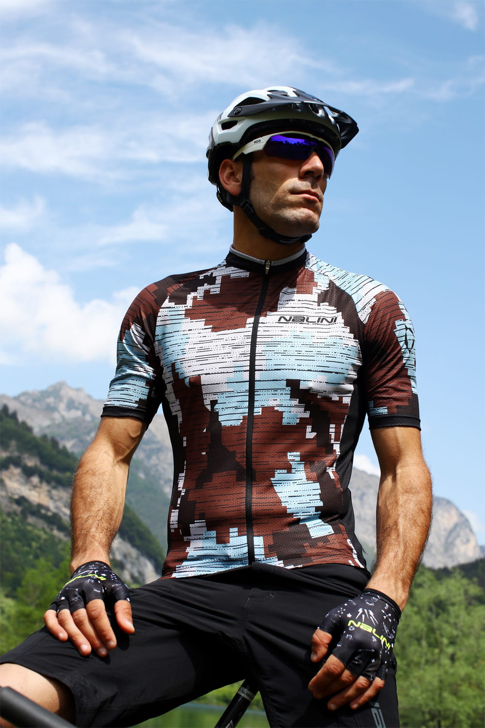 CROSS 2.0 Men's Cycling Jersey (Brown/Blue) (S, M) - 50% OFF!