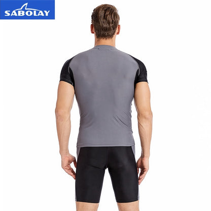 SABOLAY Mens Rashguard Swim Trunk Kit (Top and Bottom Options)