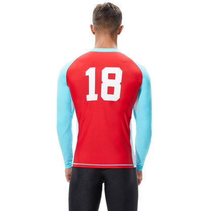 SEOBEAN TAUWELL Men's Long Sleeve Rash Guard Swimwear Surfing Shirt (Solid)