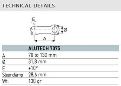 ITM Alutech 7075 Stem (White) 110 mm