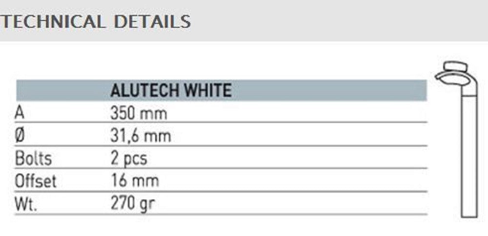ITM Alutech 7075 Seat Post, High Gloss White