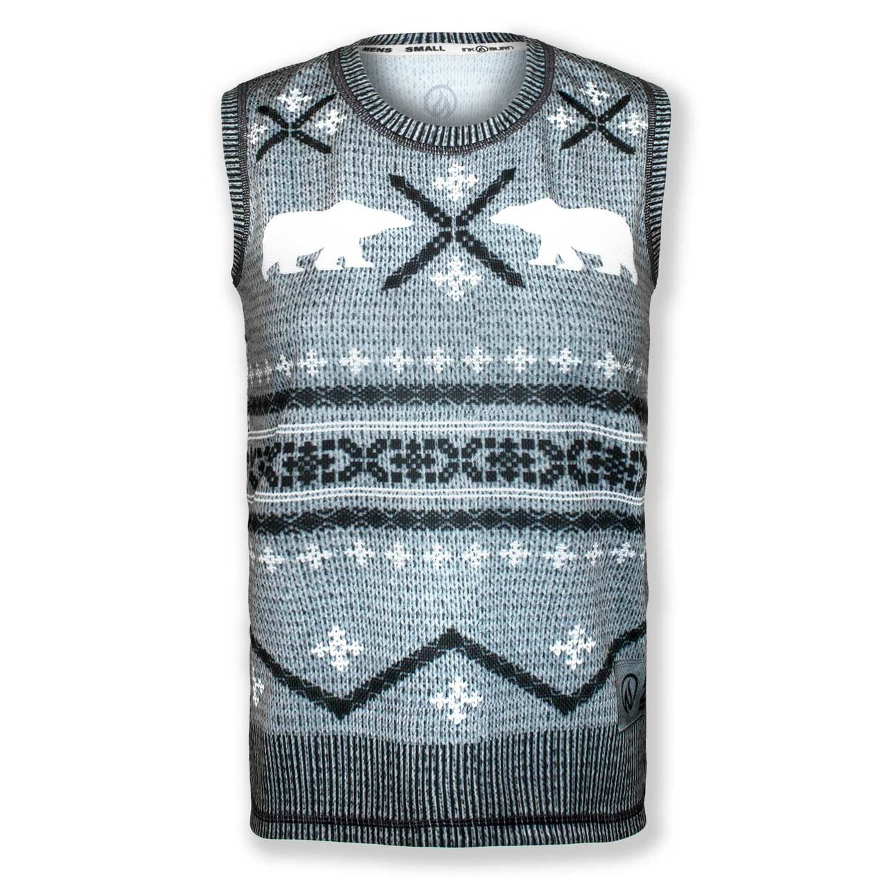 INKnBURN Men's Polar Bear Sleeveless Sweater Vest Tech Shirt (S, L, XL, 2XL)
