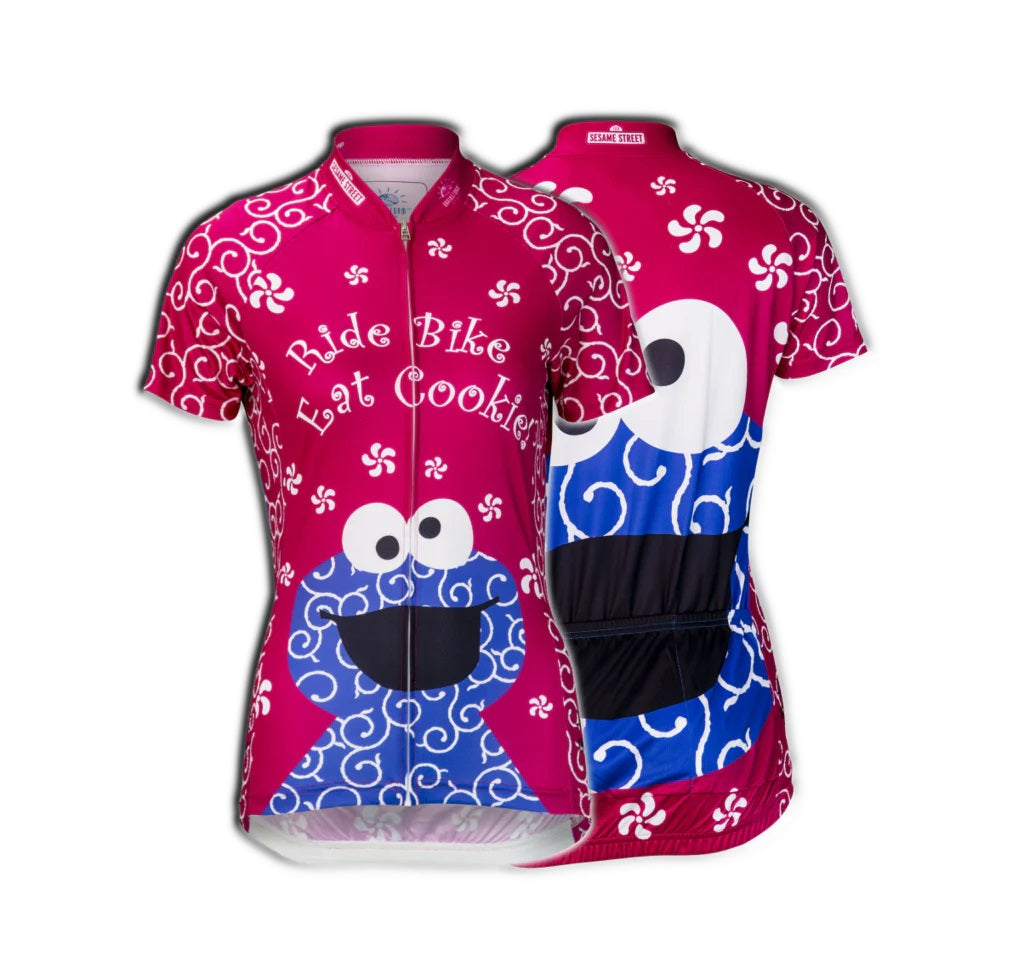Sesame Street Cookie Monster Women's Pink Cycling Jersey (S, M, XL, 2XL)