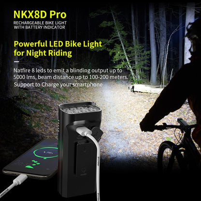 NATFIRE 10000mAh Bicycle Headlight with Digital Battery Indicator (USB Rechargeable)